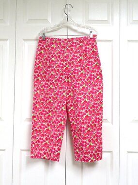 Briggs 12 Pink Floral Cotton Capri Pants